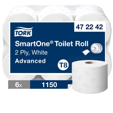 6 Rollen Jumbo Toilettenpapier Tork Advanced SmartOne 472242 T8 weiss