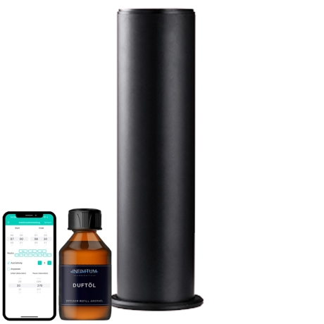 Levante leistungsstarkes Duftgerät Aroma Tower m. App-Steuerung bis 400 m² mit 500 ml Duftöl im Set