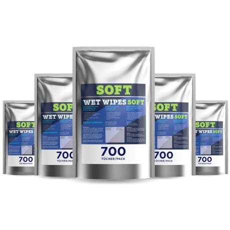 6 x Wet Wipes Soft 700 alkoholfreie weiches Textilvlies für schonende Desinfektion von Flächen und Geräten