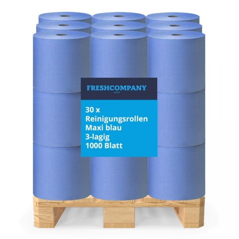30 Putztuchrollen Maxi blau 3-lagig 1000 Blatt