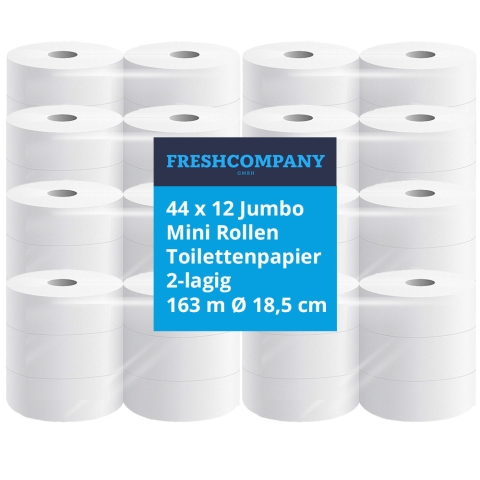 528 Jumbo Mini Rollen Toilettenpapier, WC- Papier, 2-lagig, 163 m Ø 18,5 cm