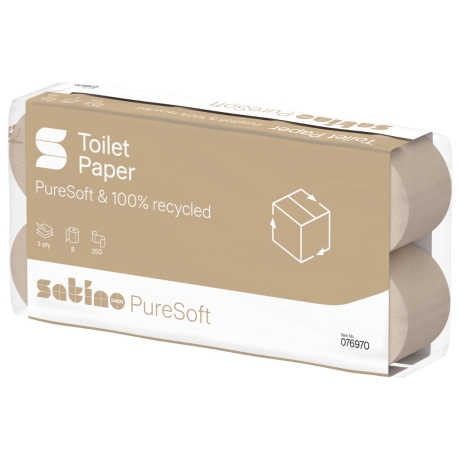 64 Rollen Toilettenpapier  Satino PureSoft 3-lagig, Recyclingpapier