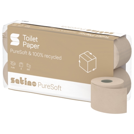 64 Rollen Toilettenpapier  Satino PureSoft 3-lagig, Recyclingpapier