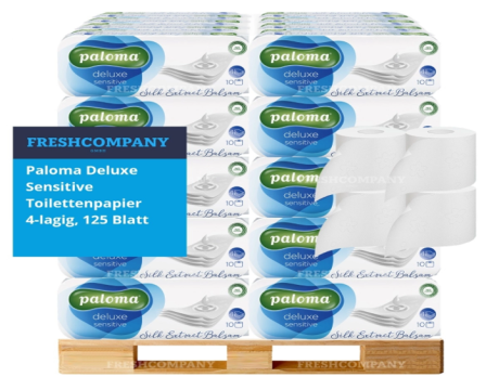 10 x 90 Rollen Paloma Deluxe Sensitive Toilettenpapier 4-lagig, 125 Blatt 