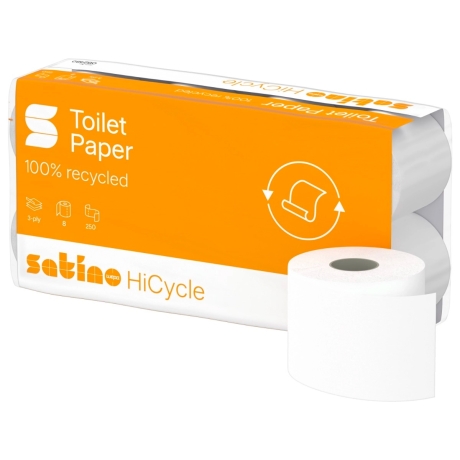10 x 64 Satino Smart Toilettenpapier Kleinrollen, 3-lagig, hochweiss, 250 Blatt 1 Palette