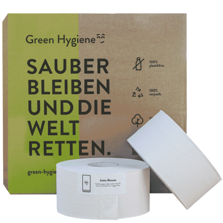 16 Öko-Mini Jumborollen-Toilettenpapier Green Hygiene Recycling 2-lagig 180 m