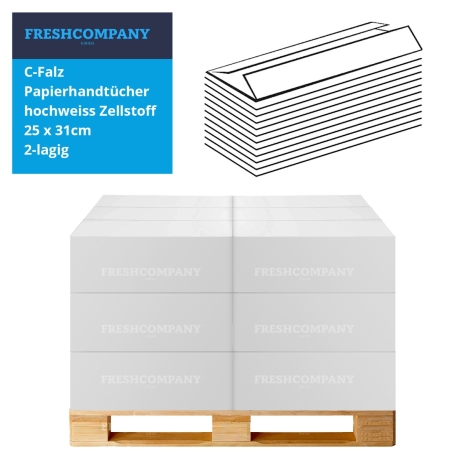 10 x 3040 C-Falz Papierhandtücher, Falthandtücher, hochweiss Zellstoff 25 x 31cm 2-lagig 