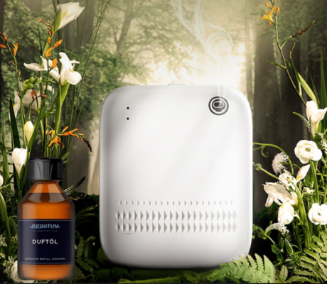 Ostro - Duftgerät Diffuser m. App-Steuerung bis 130 m² mit Duftöl im Set