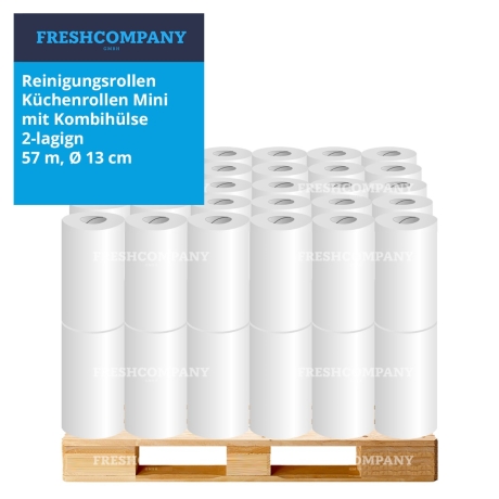10 x 12 Reinigungsrollen, Küchenrollen Mini mit Kombihülse Mini 2-lg. 57 m