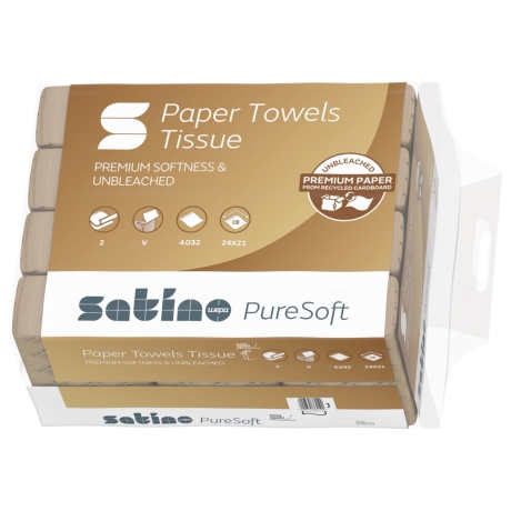 4032 V-Falz Satino Pure Soft 278110 Handtuchpapier, soft beige 2-lagig 24 x 21 cm