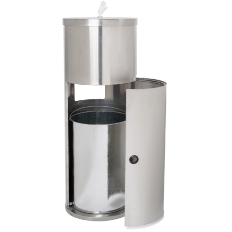 Standspender Wet Wipes Edelstahl mit Papierkorb