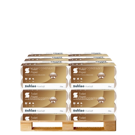 10 x 64 Toilettenpapier Satino PureSoft, 3lagig, beige, Recycling Sack à 8x8 Rollen à 250 Blatt