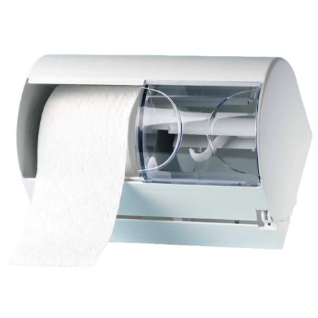 Doppel Toilettenpapier-Spender für 2 Kleinrollen in Weiss aus Kunststoff
