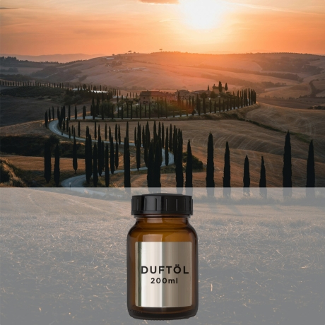 Tuscany Fever - 200 ml Aromaöl Raumduft für Zaluti und Voitair - ist eine mediterran inspirierte Duftkomposition aus Limette, Moschus, Zedernholz und Feige