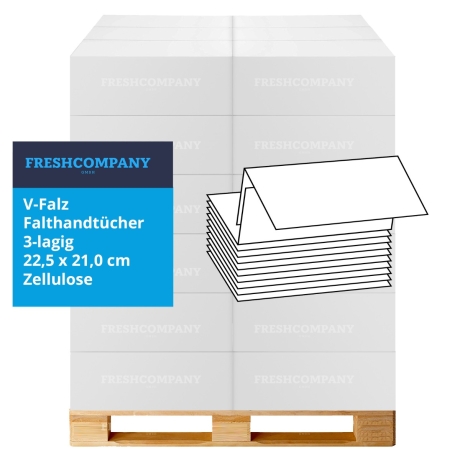 32 x 2700 V-Falz Faltpapierhandtücher 100% Zellstoff. hochweiss, 3-lagig, 22.5 x 21 cm