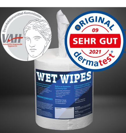 WET WIPES 150 Mini Nachfüllpack alkoholfreie Desinfektionstücher fertig getränkt 