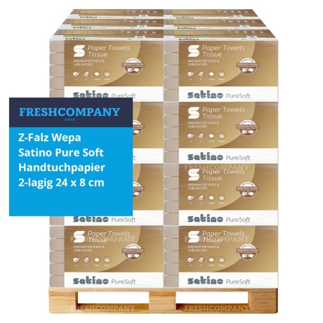 32 x 3750 Z-Falz Wepa Satino Pure Soft Handtuchpapier, 2-lagig  24 x 8 cm