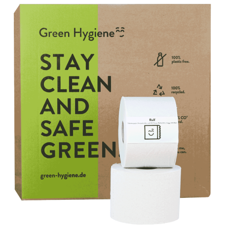  Öko-Toilettenpapier Kleinrollen Green Hygiene Recycling 2-lagig 500 Blatt