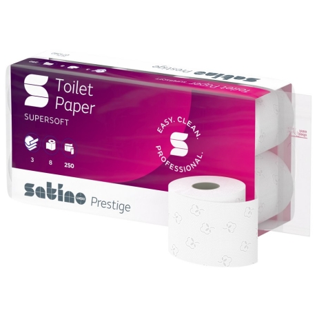 10 x 64 Satino Prestige Toilettenpapier supersoft 3-lagig hochweiss -1'728 Rollen