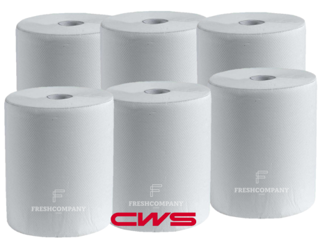 10 x 6 CWS Papierhandtuchrollen, 3-lagig, Zellstoff, unperforiert für Spendersysteme 20 cm x 100 m