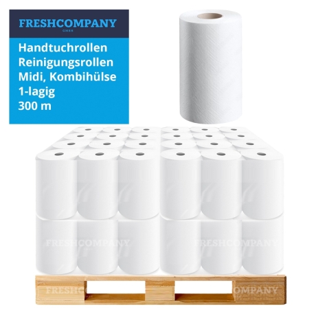 10 x 6 Handtuchrollen / Reinigungsrollen Midi Kombihülse 1-lagig, 300 m, 240 Handtuchrollen