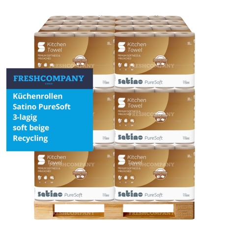 21 x 32 Küchenrollen Satino PureSoft 3lg, soft beige, Recycling 