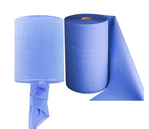 28 x 6 Reinigungsrollen Küchenrollen Soft-Zellstoff blau 500 Blatt 2-lagig Ø 20 cm