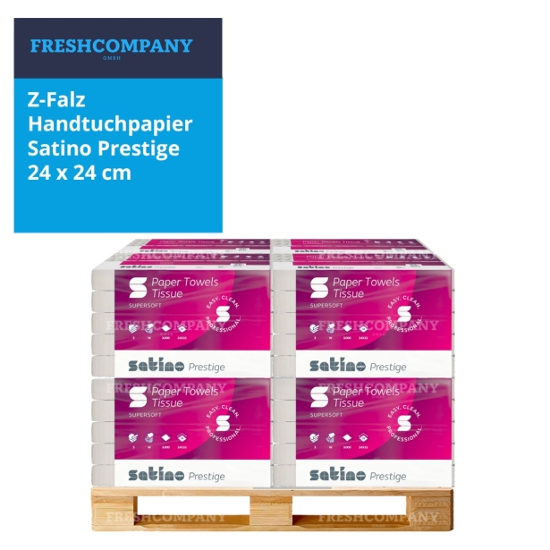 10 x 3750 Z-Falz Papierhandtücher Wepa Satino Prestige Supersoft 2-lg, Zellstoff 24 x 24 cm