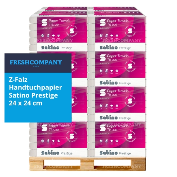 32 x 3750 Z-Falz Papierhandtücher Wepa Satino Prestige Supersoft 2-lg, Zellstoff 24 x 24 cm