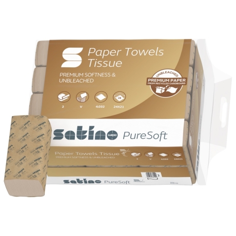 4032 V-Falz Satino Pure Soft 278110 Handtuchpapier, soft beige 2-lagig 24 x 21 cm
