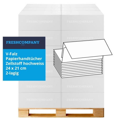 48 x 3210 V-Falz Papierhandtücher Zellstoff, 2-lagig 18 g/m², 24 x 21 cm