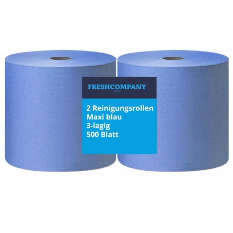 2  Reinigungsrollen Maxi blau 3-lagig à 500 Blatt