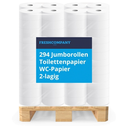 294 Jumborollen Toilettenpapier, WC- Papier 2-lagig, 2333 Blatt pro Rolle