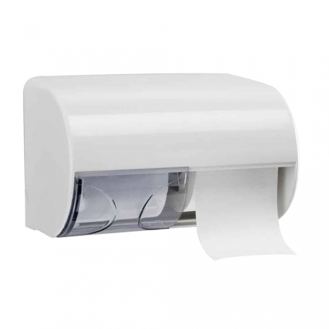 Doppel Toilettenpapier-Spender für 2 Kleinrollen in Weiss aus Kunststoff