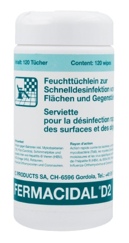 Desinfektionstücher alkoholfrei Dose Fermacidal getränkte Desinfektionstücher für Oberflächen und Gegenstände 120 Tüchern in Dose