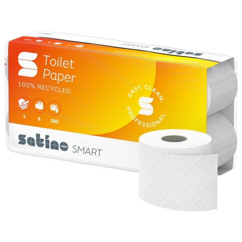 Satino Smart Toilettenpapier 3-lagig Weiss - 1 Sack à 8x8 Rollen