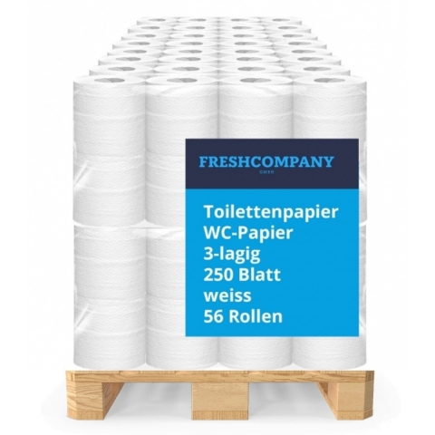 1848 Rollen Neutral Toilettenpapier WC-Papier Premium Zellstoff, 3-lagig, 250 Blatt