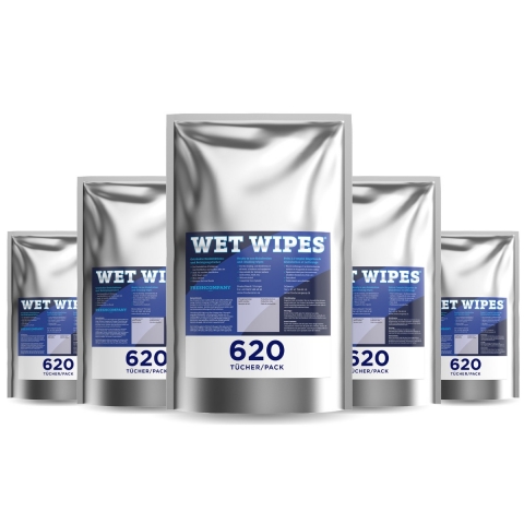 Wet Wipes 6 x 620 alkoholfreie Desinfektionstücher für Flächen und Geräte