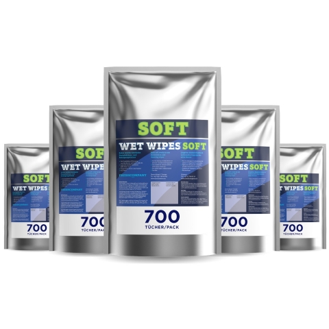 Wet Wipes Soft 6 x 700 alkoholfreie getränktes extra weiches Textilvlies für schonende Flächen- und Gerätedesinfektion