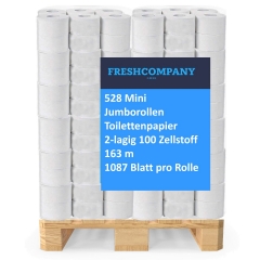 528 Jumbo Mini Rollen Toilettenpapier, WC- Papier, 2-lagig, 163 m Ø 18,5 cm