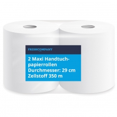 2 Maxi Handtuchpapierrollen Papierrolle Reinigungsrolle 2-lg. Zellstoff 350 m