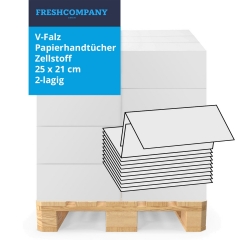 32 x 4000 V-Falz Papierhandtücher Zellstoff  2 x 21 g/m², 25 x 21 cm, 1 Palette