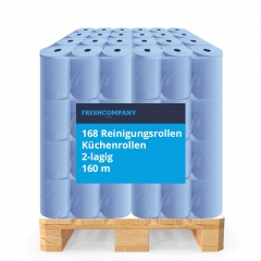 168 Reinigungsrollen Küchenrollen blau 2-lagig 160m