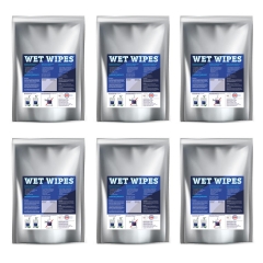 Wet Wipes 750 alkoholfreie, fertig getränkte Desinfektionstücher für alle Oberflächen 6 Rollen á 750 Tücher (4500 Tücher)