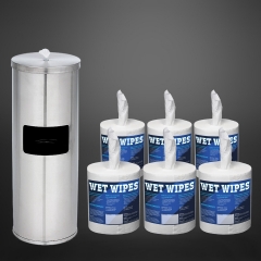 Wet Wipe Angebot 1 x Edelstahlstandspender All-in-One plus 1 Karton Wet Wipes 6 x 620 getränkte Desinfektionstücher